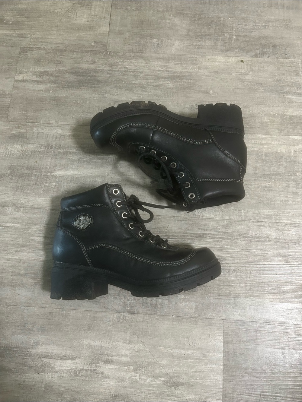 Harley Davidson Women’s Black Leather Moto Boots Size 6
